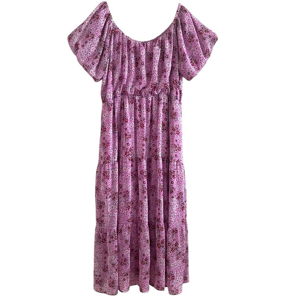 Draper James Ditsy Floral Tiered Maxi Dress size 2X Cottagecore Peasant Prairie - Picture 2 of 13